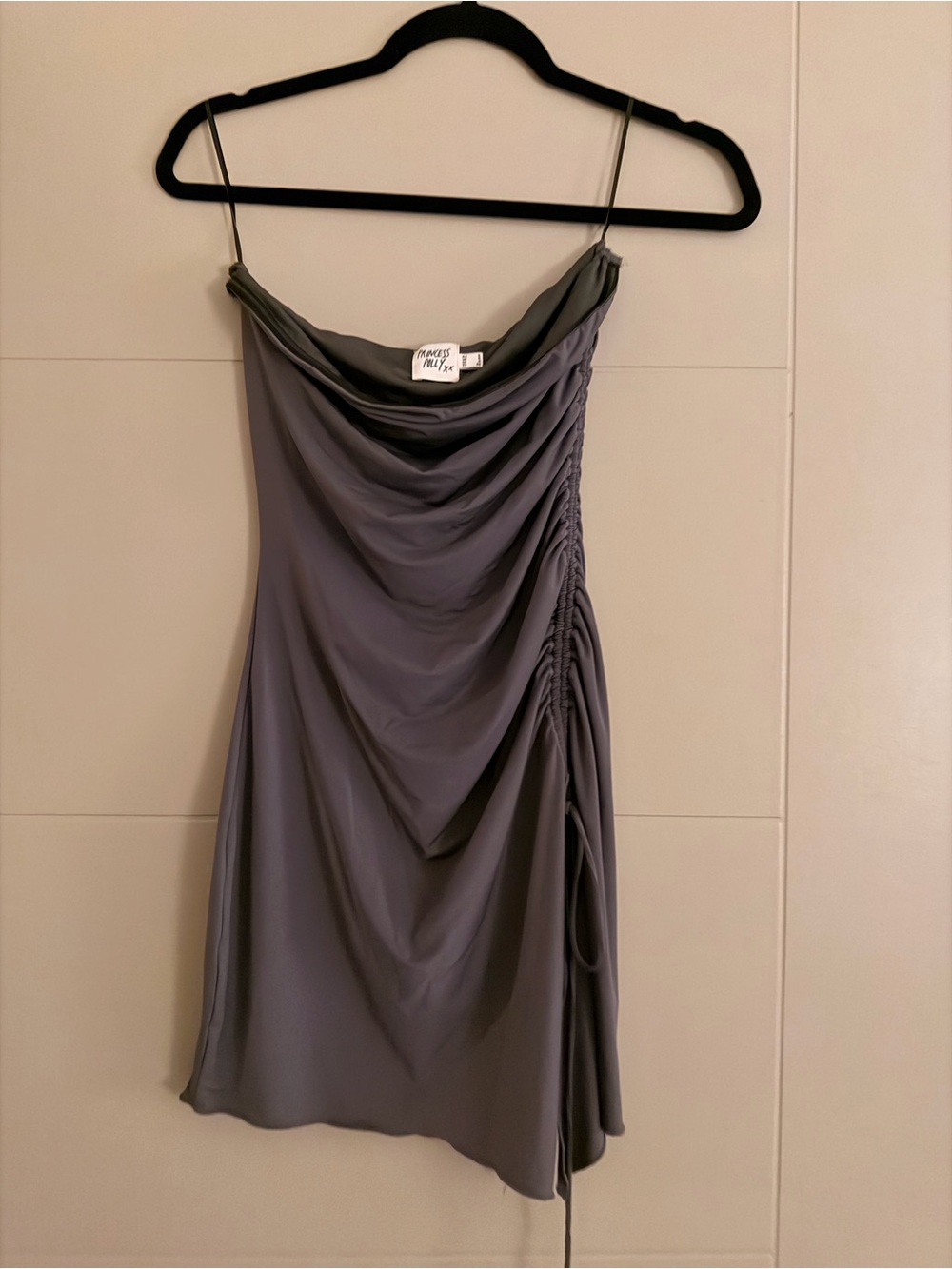 Princess Polly Slate Grey Cowl Ruched Mini Dress